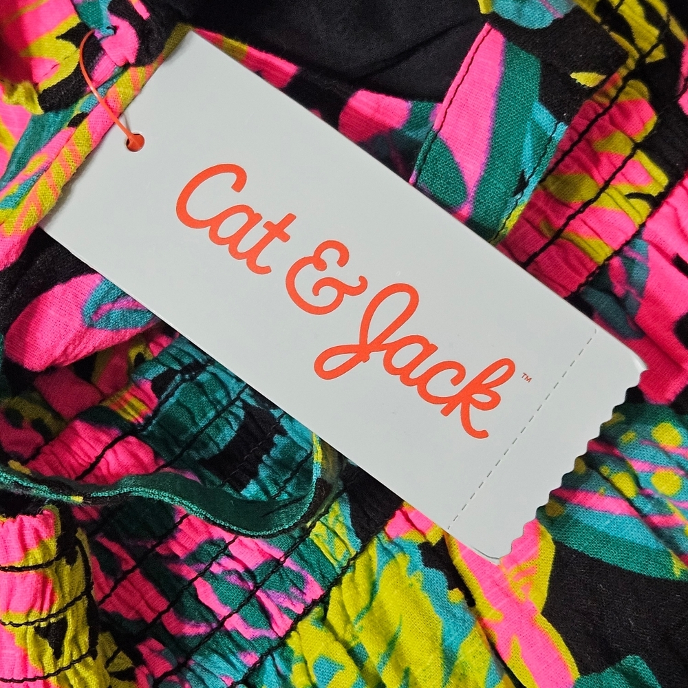 Cat and Jack Girl's  Sleeveless Tropical Print Dress - Picture 11 of 14